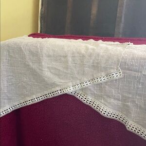 White Sheer Lace-Trim Scarf Valance - Unbranded